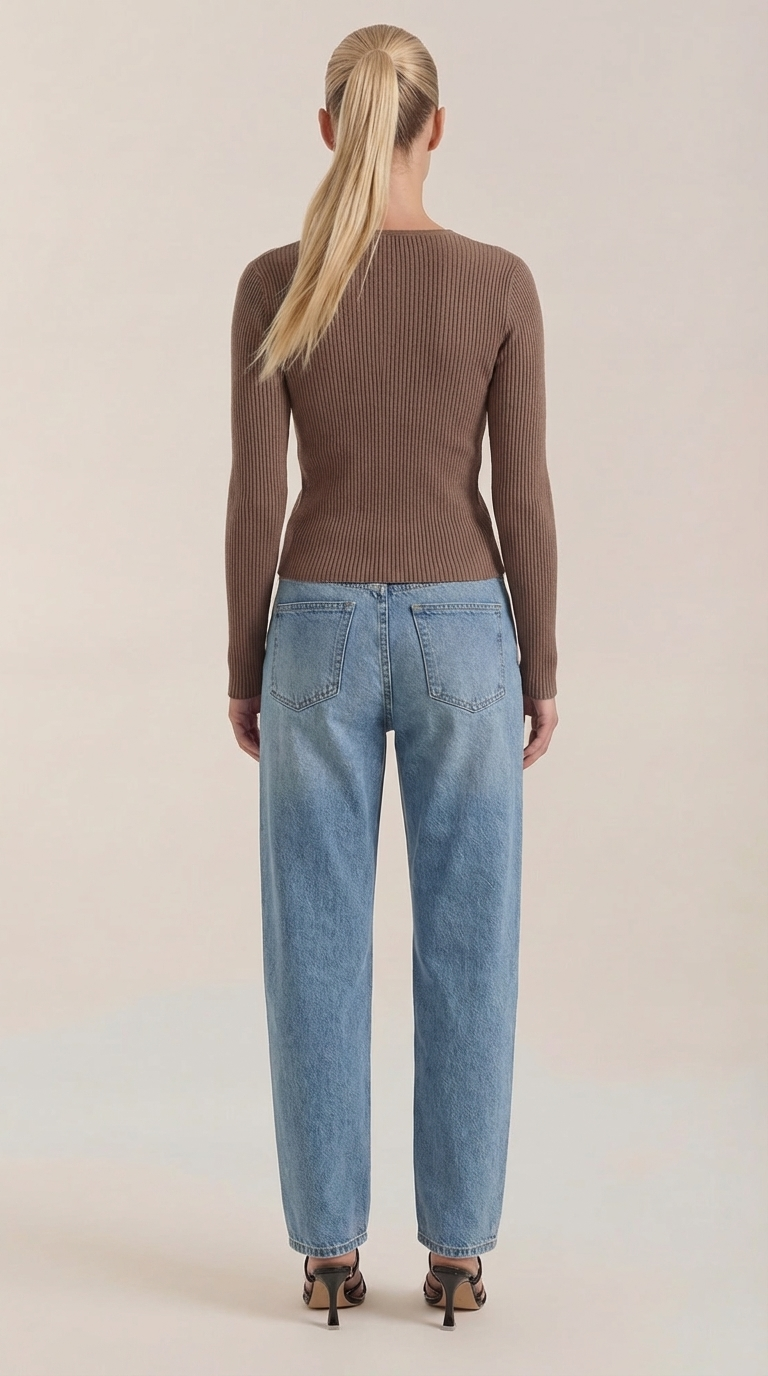 Michelle Ribbed V-Neck Sweater