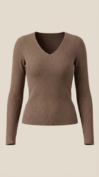 Michelle Ribbed V-Neck Sweater