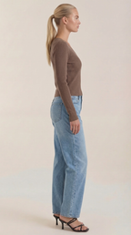 Michelle Ribbed V-Neck Sweater
