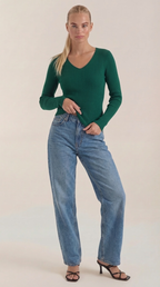 Michelle Ribbed V-Neck Sweater