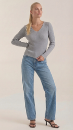 Michelle Ribbed V-Neck Sweater