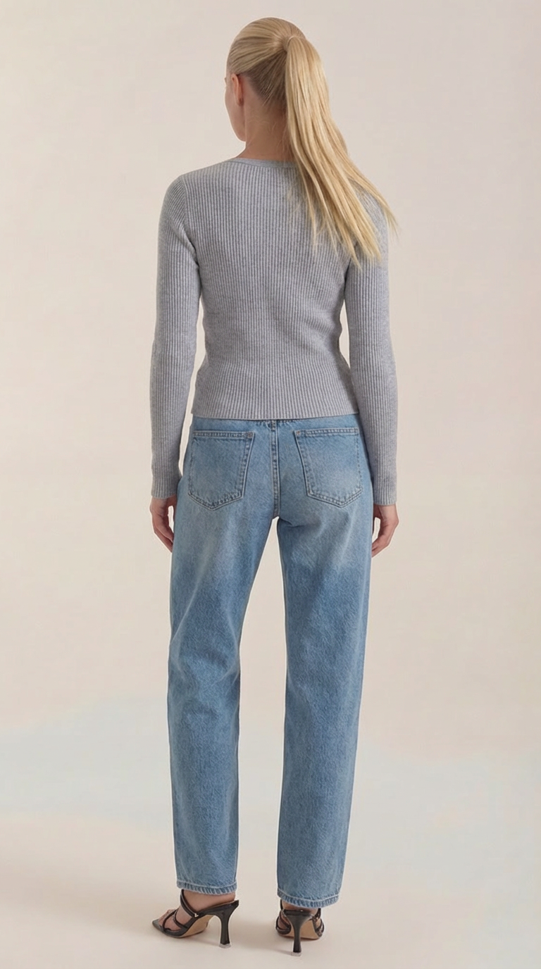 Michelle Ribbed V-Neck Sweater