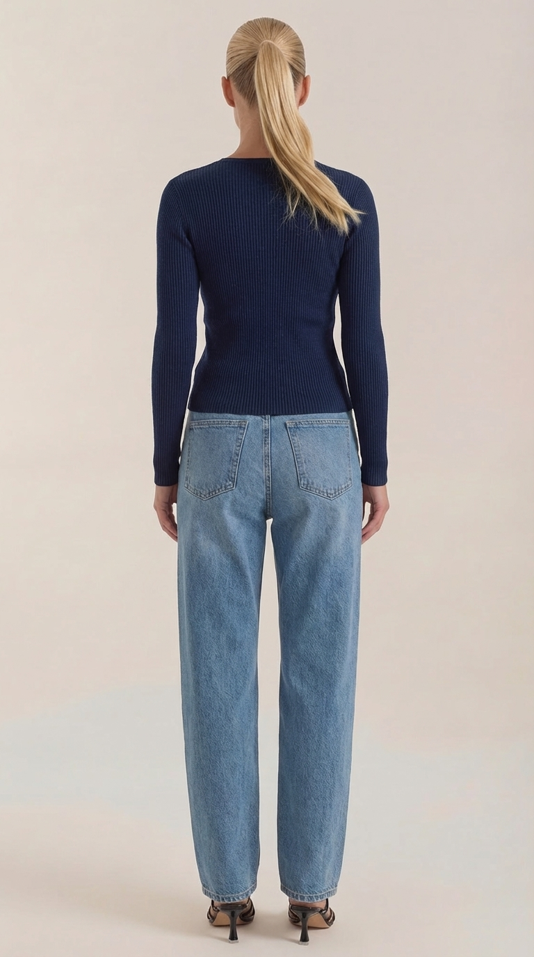 Michelle Ribbed V-Neck Sweater