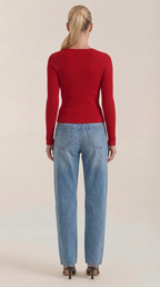 Michelle Ribbed V-Neck Sweater