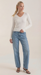 Michelle Ribbed V-Neck Sweater
