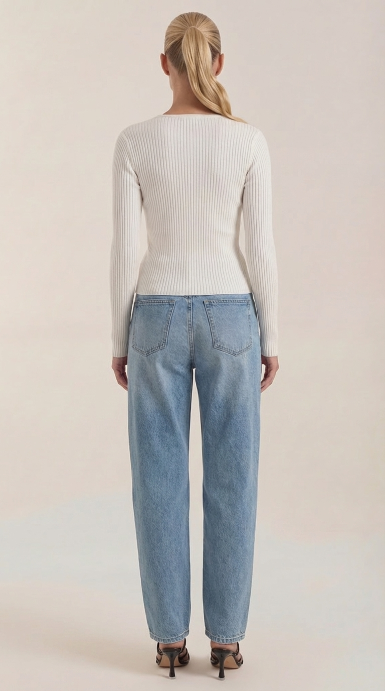 Michelle Ribbed V-Neck Sweater
