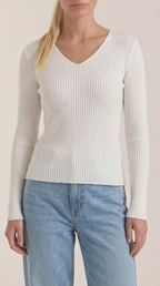 Michelle Ribbed V-Neck Sweater