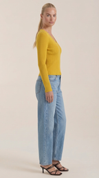 Michelle Ribbed V-Neck Sweater