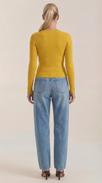 Michelle Ribbed V-Neck Sweater