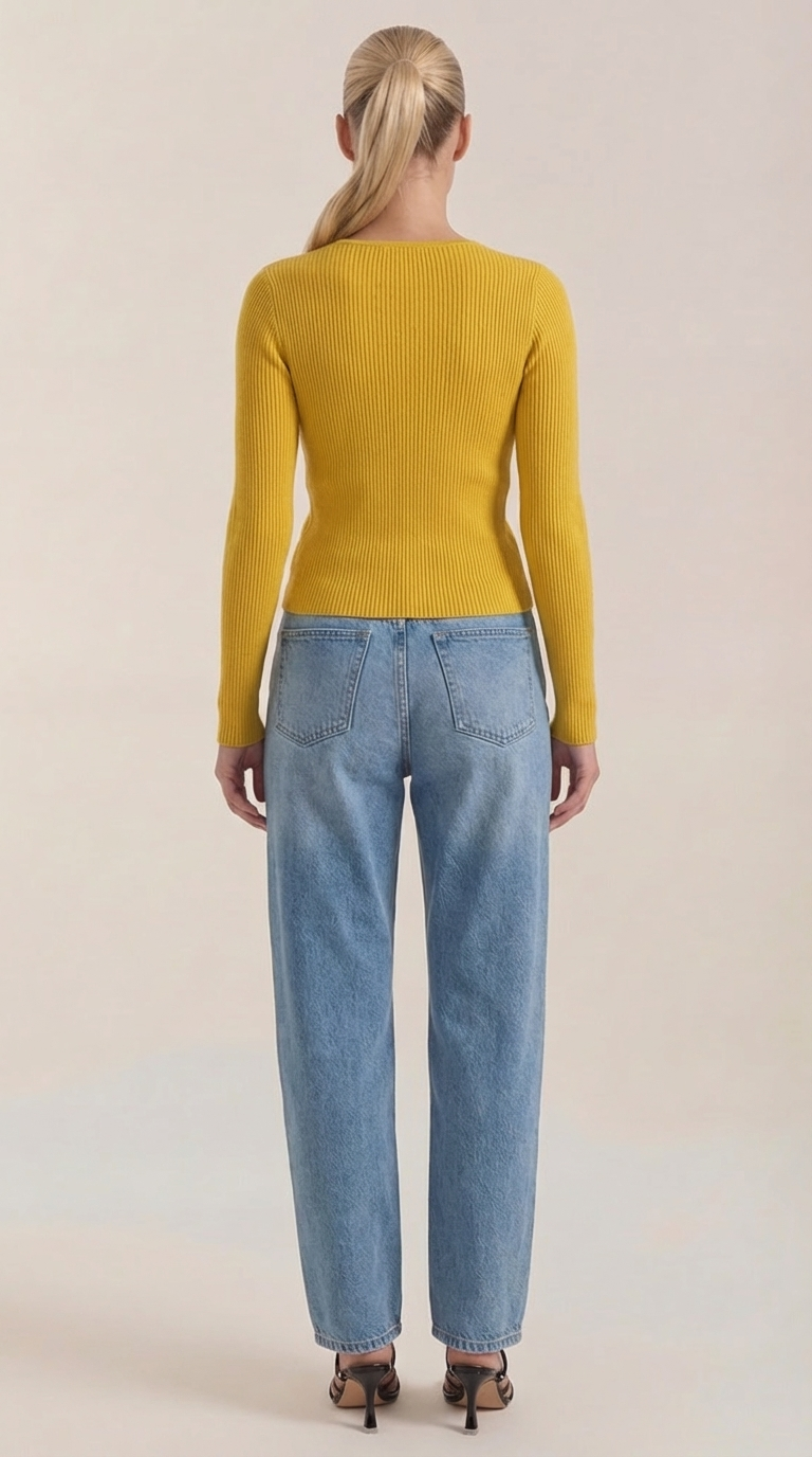 Michelle Ribbed V-Neck Sweater