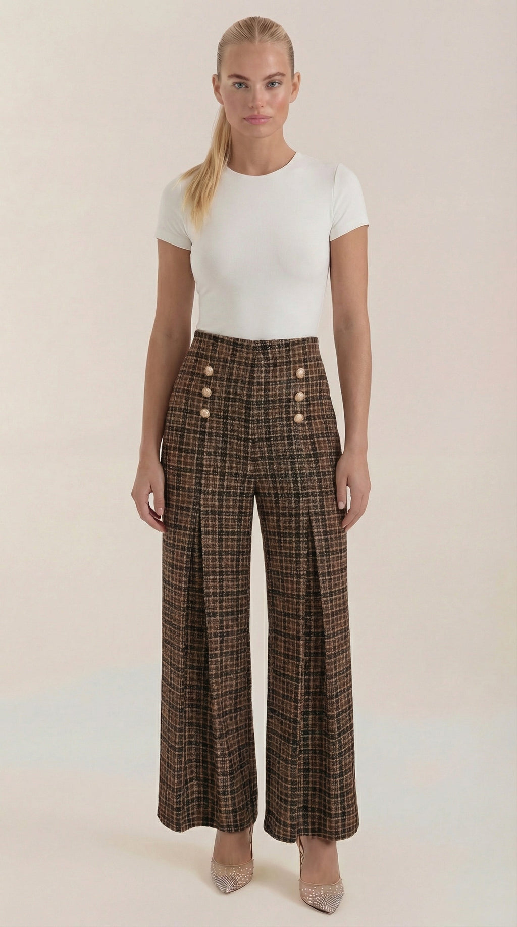 Naomi Plaid Wide Leg Pants