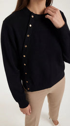 Norma Asymmetric Button Wool Top