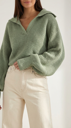 Pauline Collared Chunky Knit Sweater