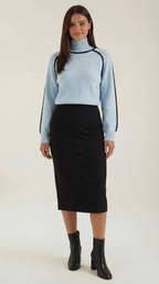 Rachel Contrast Piping High Neck Sweater