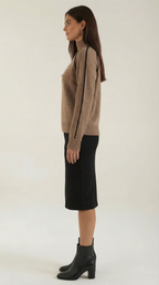Rachel Contrast Piping High Neck Sweater