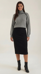 Rachel Contrast Piping High Neck Sweater