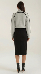 Rachel Contrast Piping High Neck Sweater