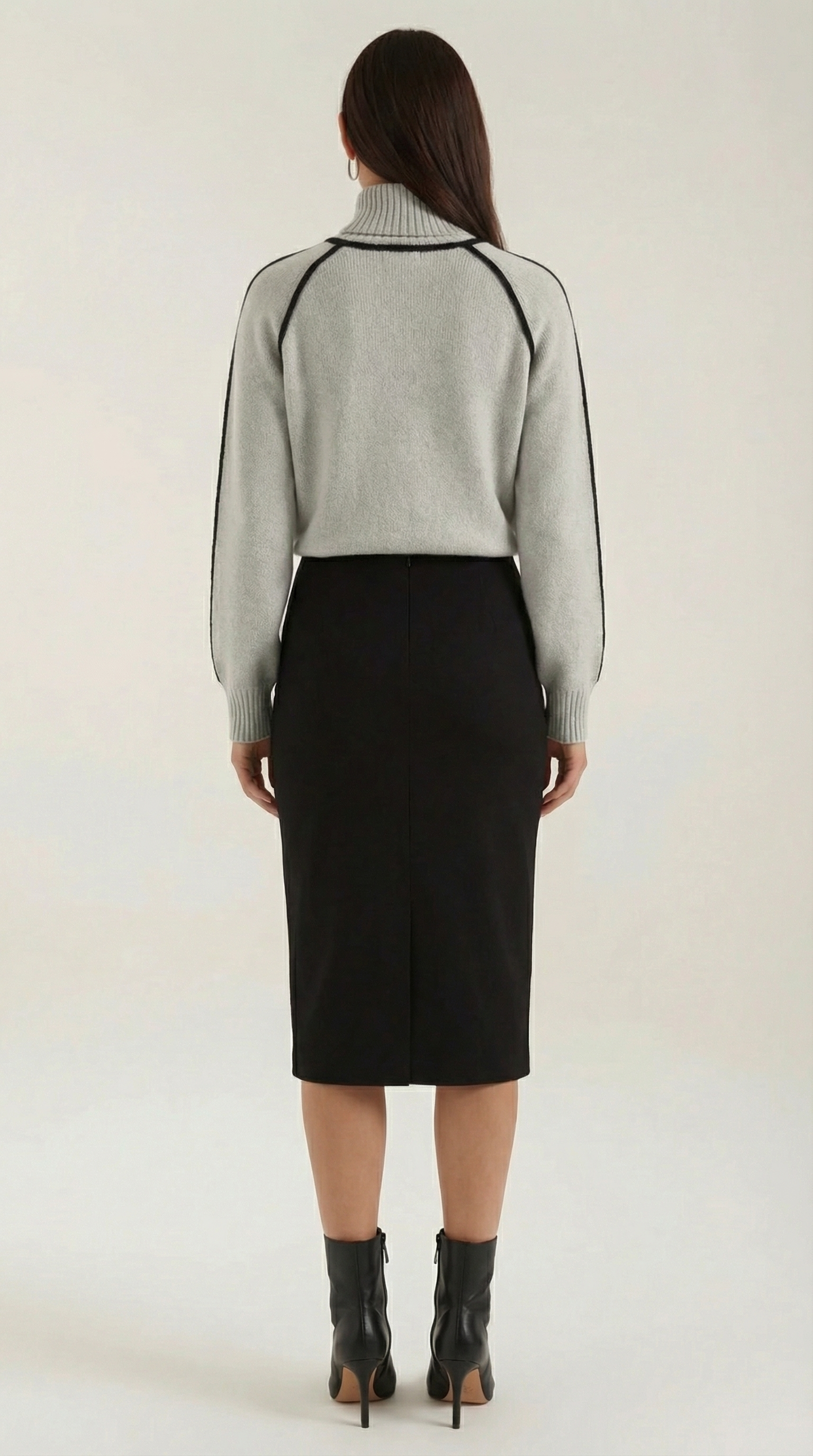 Rachel Contrast Piping High Neck Sweater