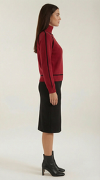 Rachel Contrast Piping High Neck Sweater