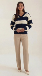 Robin Striped Cable Sweater