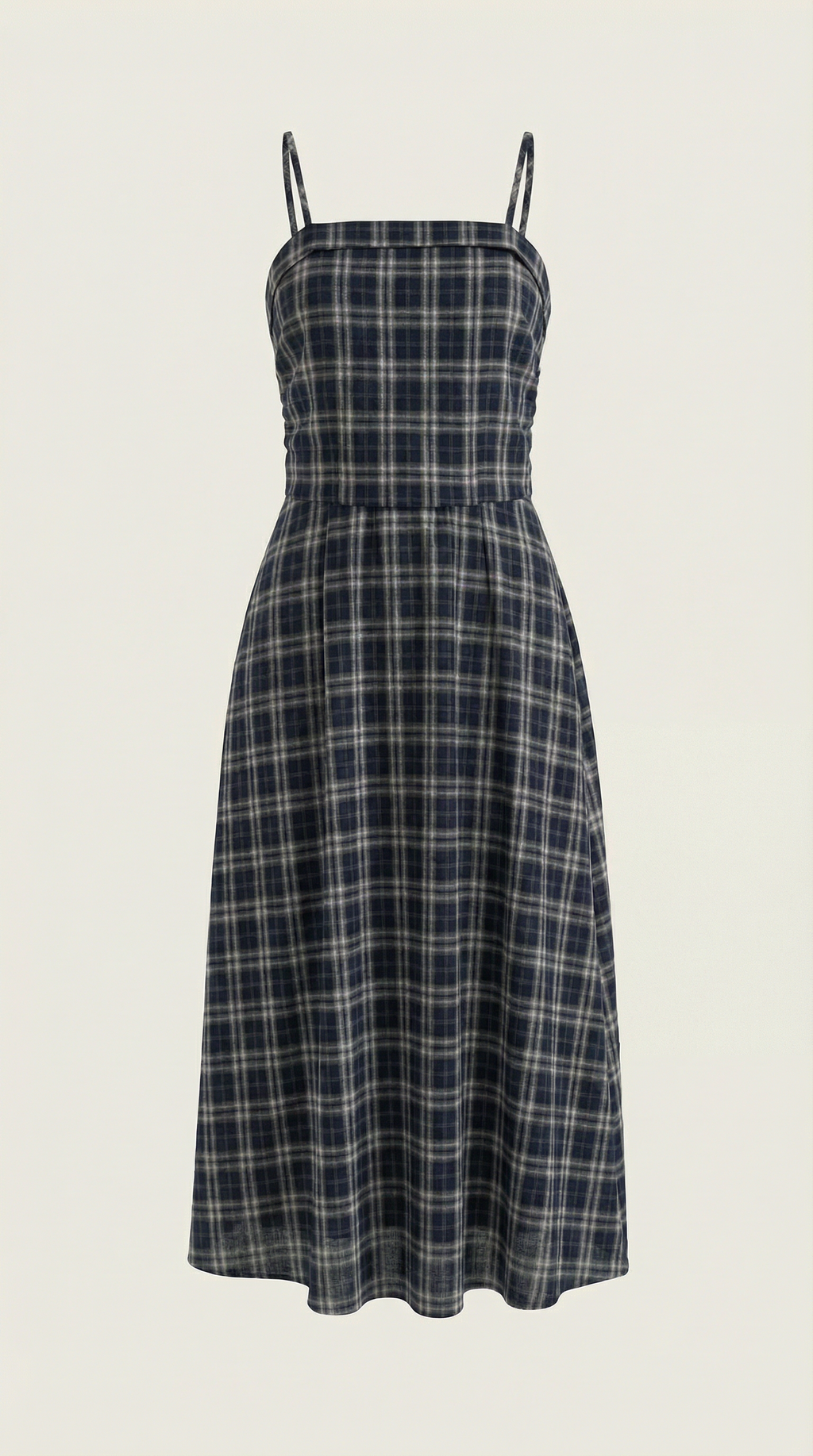Ronda Square Neck Plaid Midi Sundress