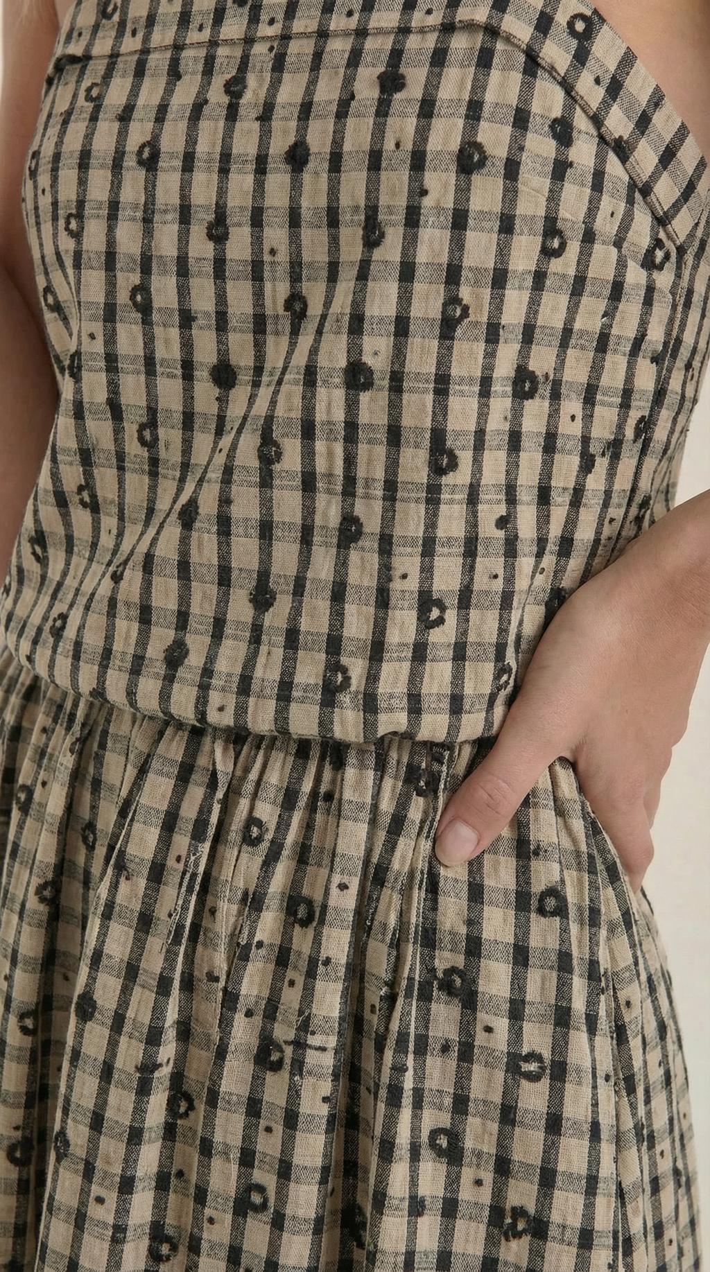 Ronda Square Neck Plaid Midi Sundress