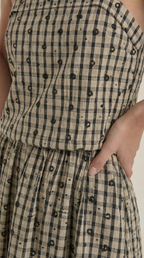 Ronda Square Neck Plaid Midi Sundress
