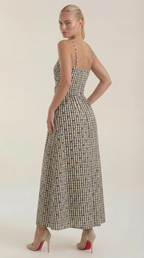 Ronda Square Neck Plaid Midi Sundress