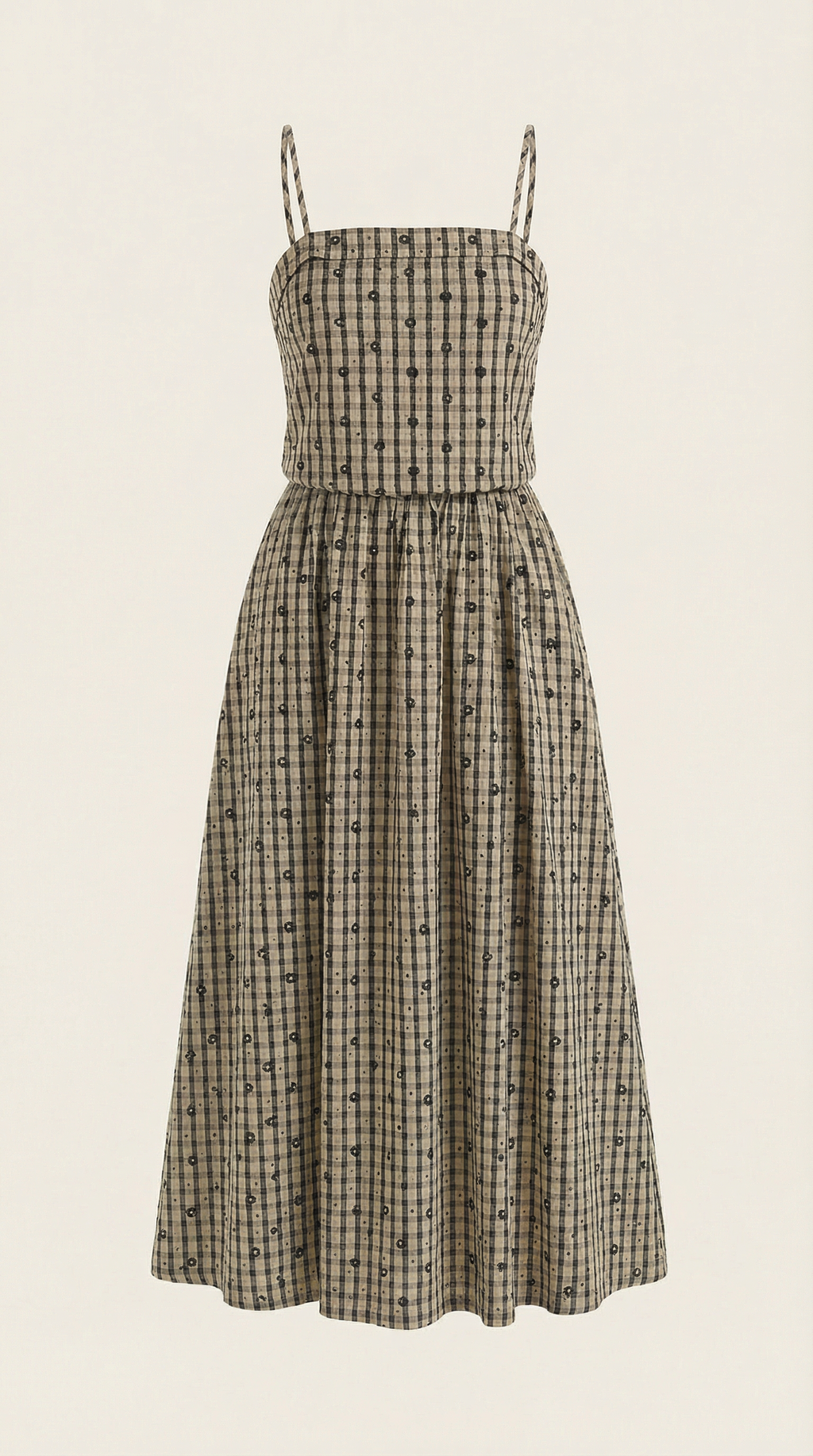 Ronda Square Neck Plaid Midi Sundress