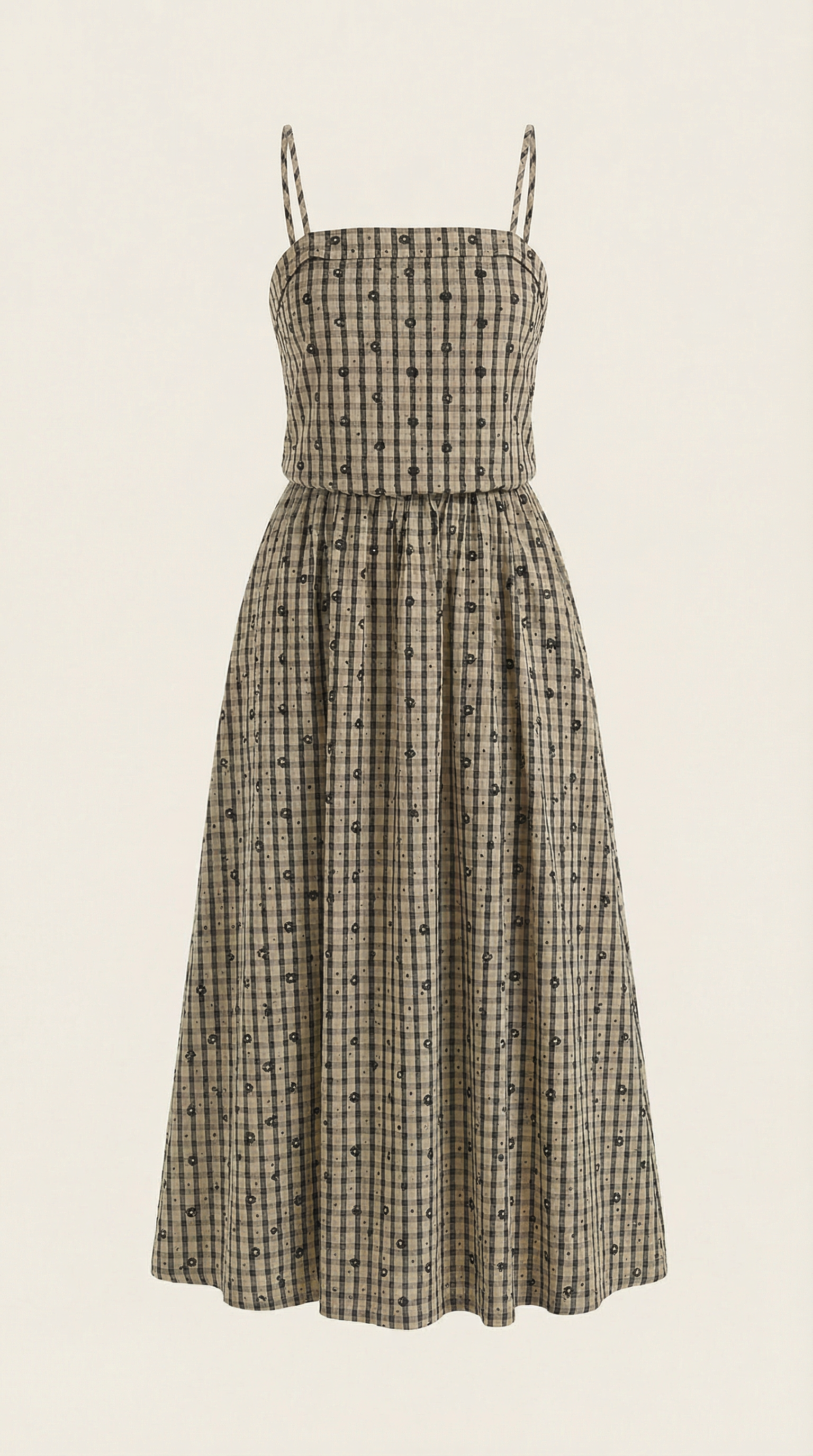 Ronda Square Neck Plaid Midi Sundress