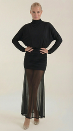 Sonya Ruched Mesh Maxi Dress