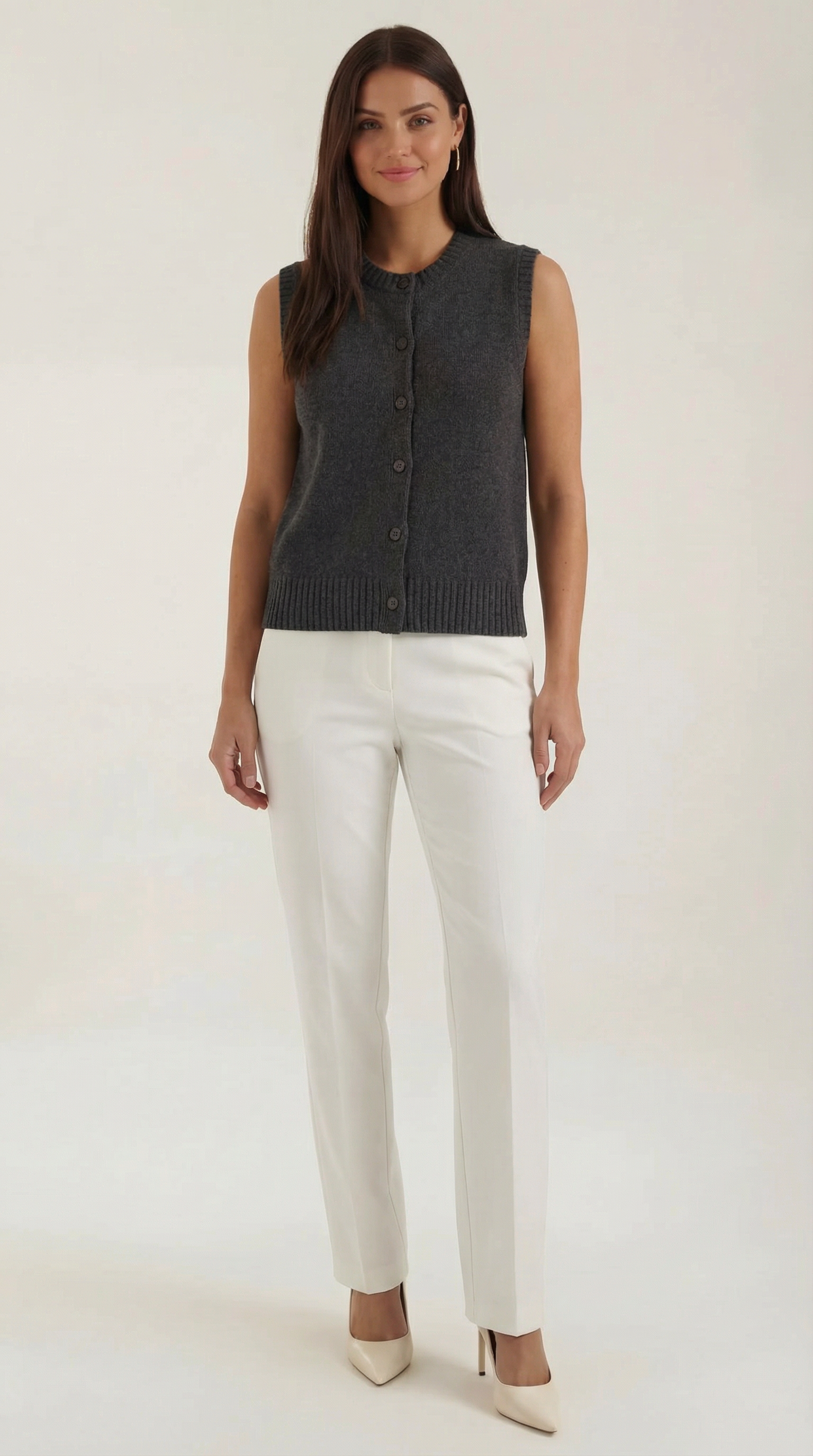 Sylvia Button-Down Knit Sweater Vest