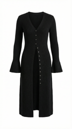 Valerie Ribbed V-Neck Maxi Cardigan