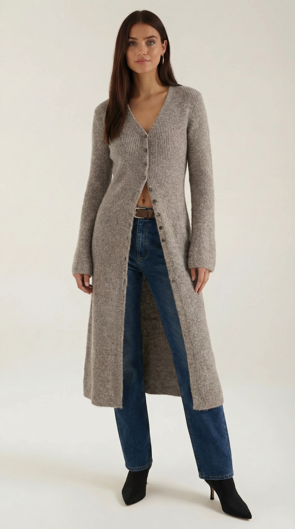 Valerie Ribbed V-Neck Maxi Cardigan