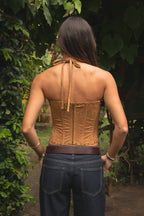 RIVIARA Stretch Suede Western Corset Top