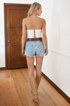 RALLYE Stretch Twill Game Day Strapless Top
