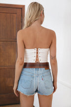 RALLYE Stretch Twill Game Day Strapless Top