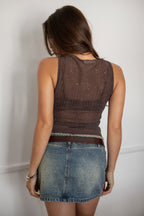 MIURA Lurex Jersey Sheer Tank Top