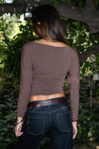 MARCELLE Asymmetric Off-The-Shoulder Long Sleeve Top
