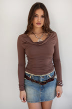 VELARI Cowl Neck Long Sleeve Top